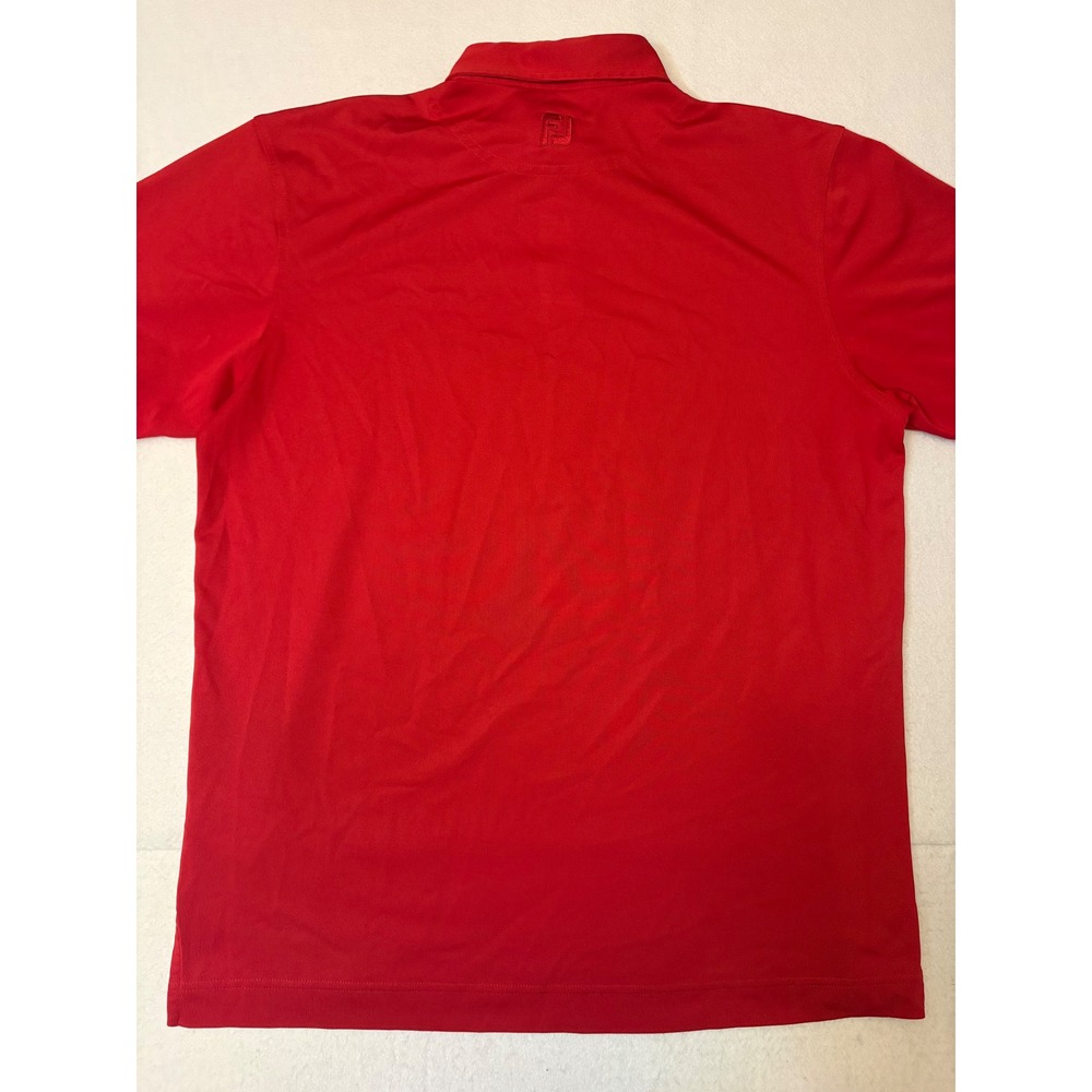 FootJoy Mens Red Performance Pique Golf Polo Shirt Crest Logo Large - Picture 7 of 8